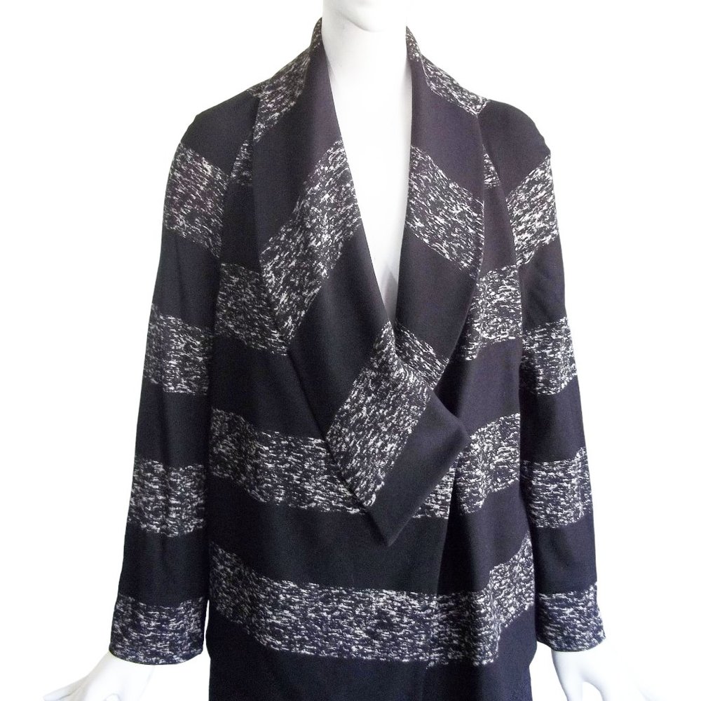 ISABEL DE PEDRO Asymmetrical Collar Wide Stripe Oversized Knit Cardigan Sz 6
